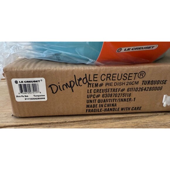 Le Creuset Stoneware Large 26 cm 10 1/4 in 2 1/4 qt 2.1 L Pie Dish Turquoise NEW - Picture 8 of 8